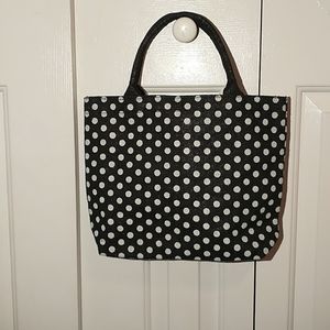Black and white polka dot tote purse